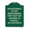 Signmission Management Is Not Responsible for Theft or Damage to Vehicles or Contents Alum, 24" H, G-1824-23878 A-DES-G-1824-23878 - alternate 1
